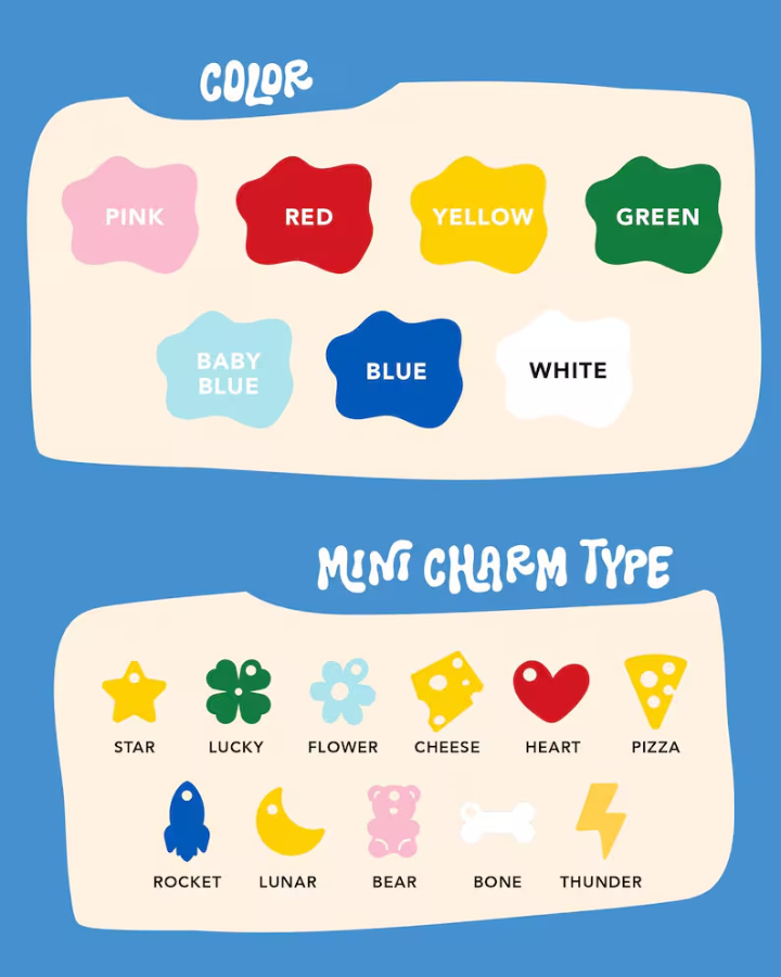 Colour and mini charm options chart