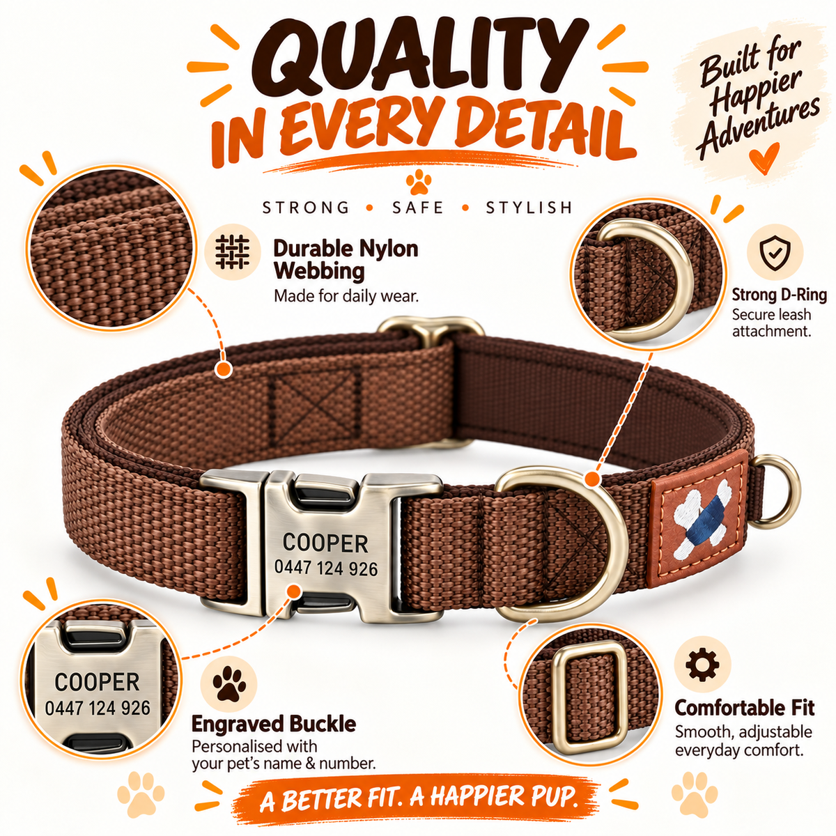 Crumpaw RoamGuard Engraved Dog Collar