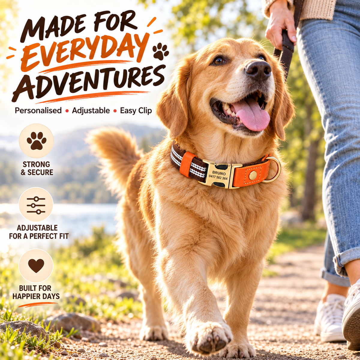 Personalisiertes reflektierendes Hundehalsband