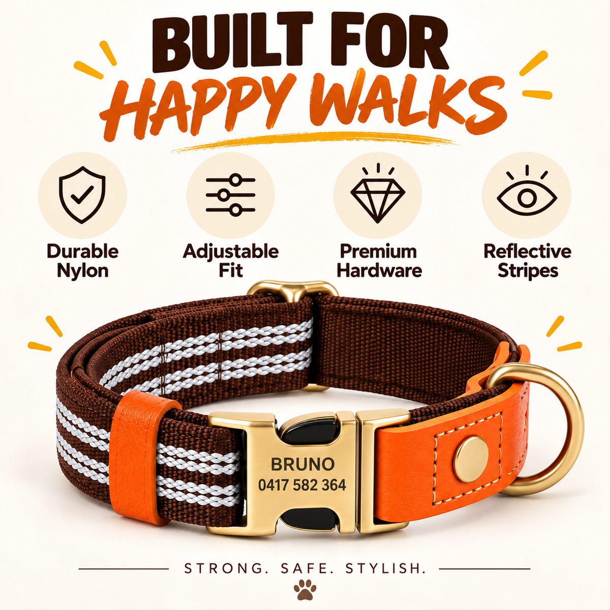 Personalisiertes reflektierendes Hundehalsband