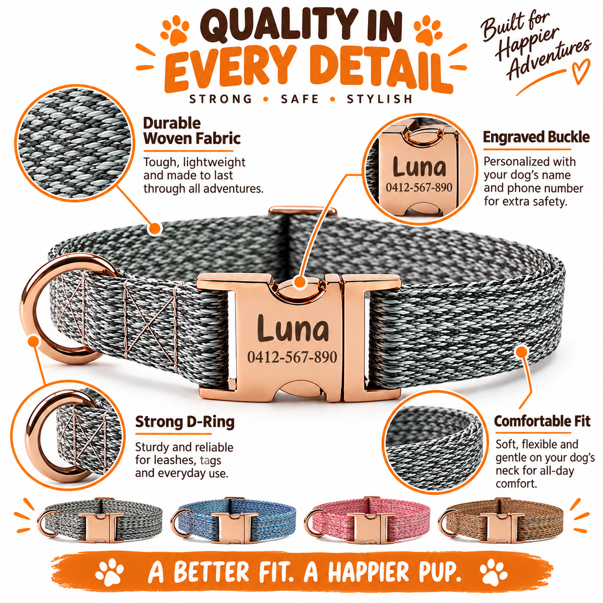 Crumpaw TrailWeave Engraved Collar