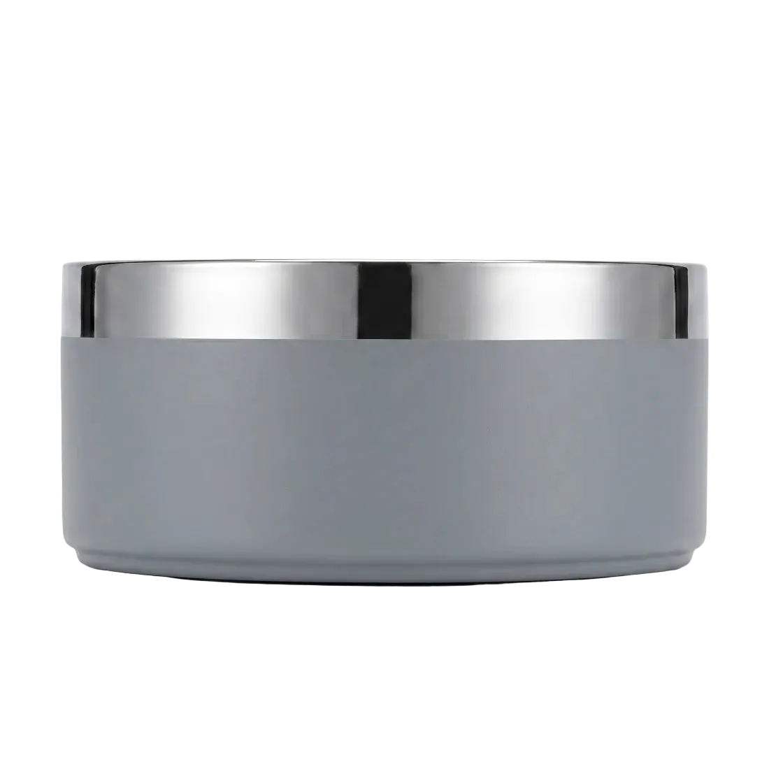 Slate grey band personalized double-wall dog bowl, front view