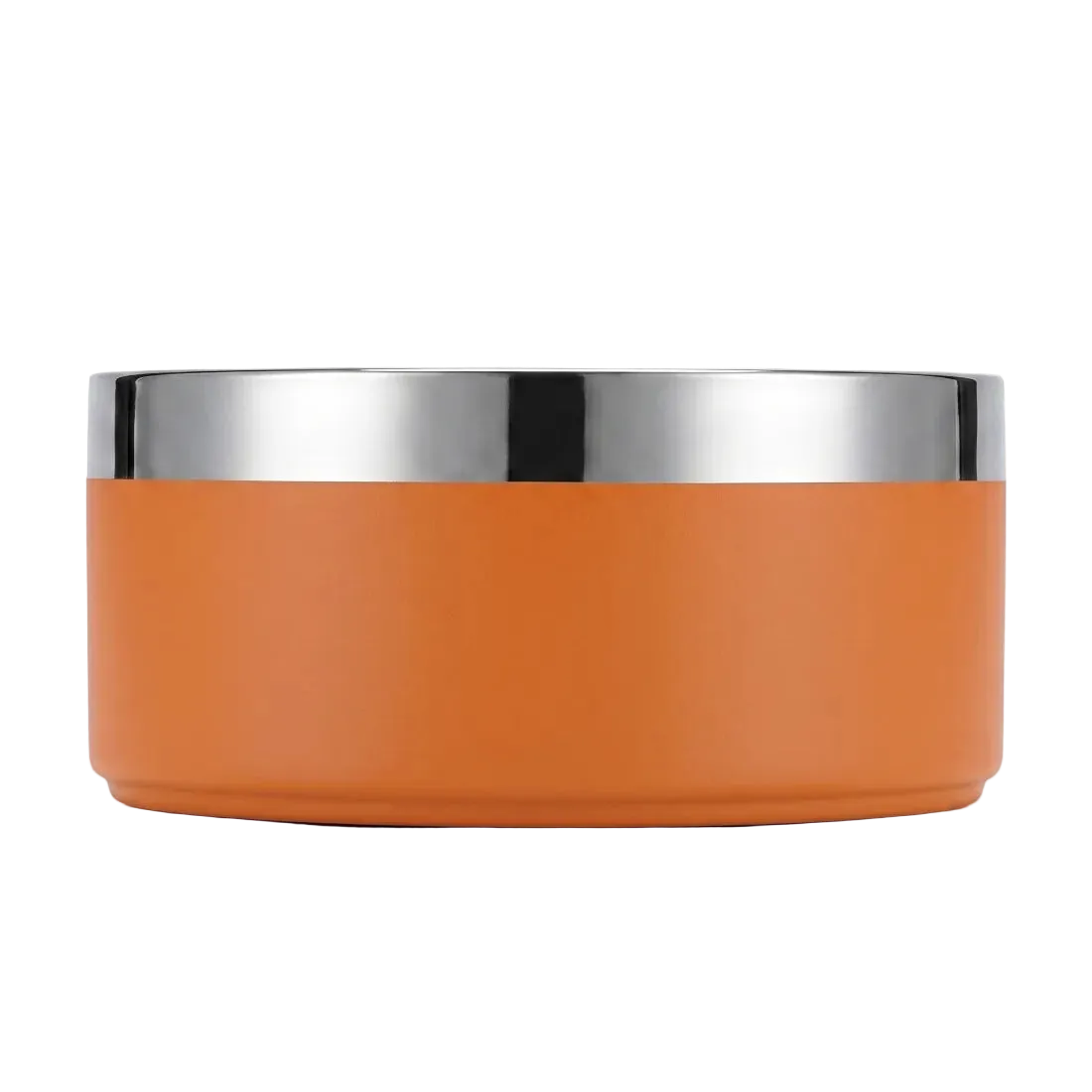 Sunset orange band personalized double-wall dog bowl, front view