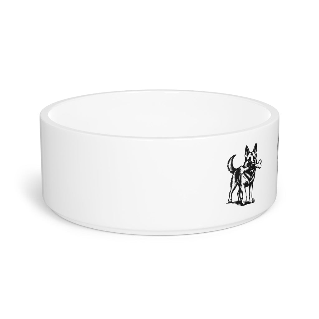Crumpaw Bernese Portrait Ceramic Dog Bowl - angle view