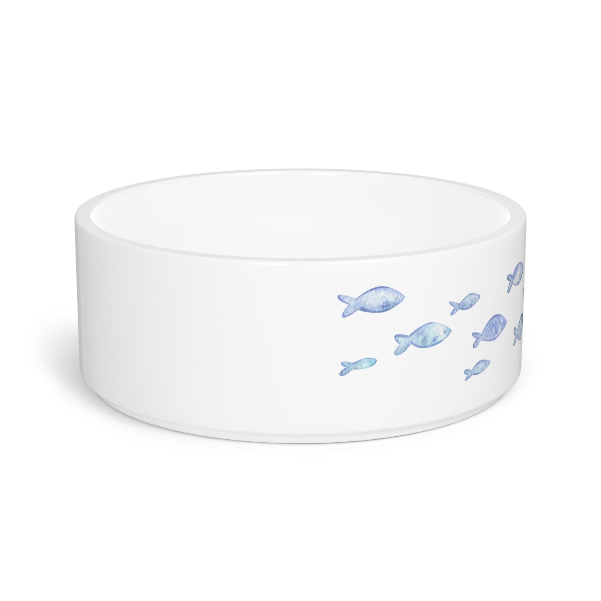 Crumpaw Blue Fish Ceramic Dog Bowl - angle view