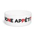 Crumpaw Bone Appétit Ceramic Dog Bowl - BONE APPÉTIT text in black and red, front view