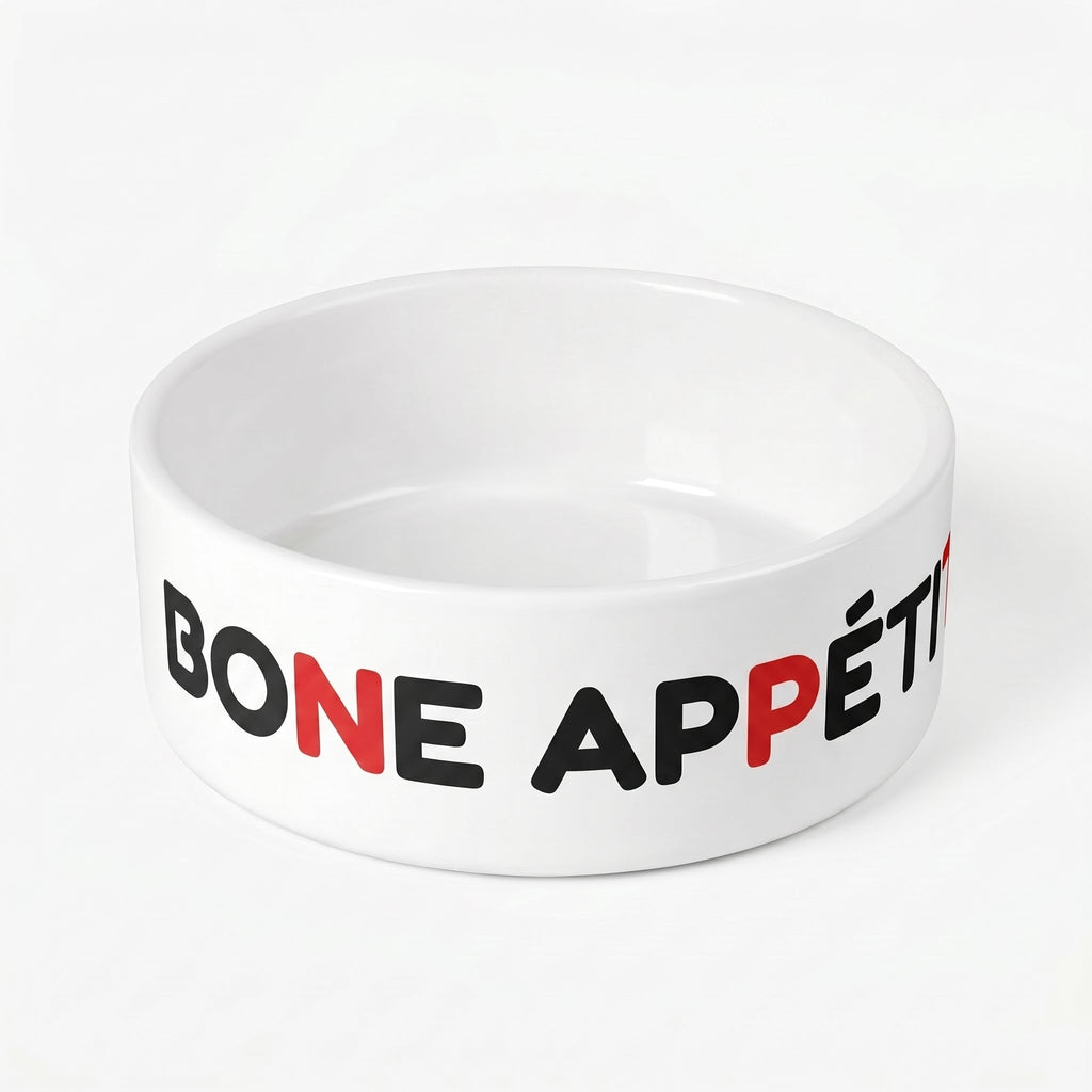 Crumpaw Bone Appétit Ceramic Dog Bowl - side view