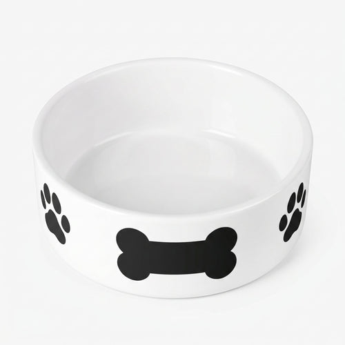 Crumpaw Classic Bone Ceramic Dog Bowl - side view