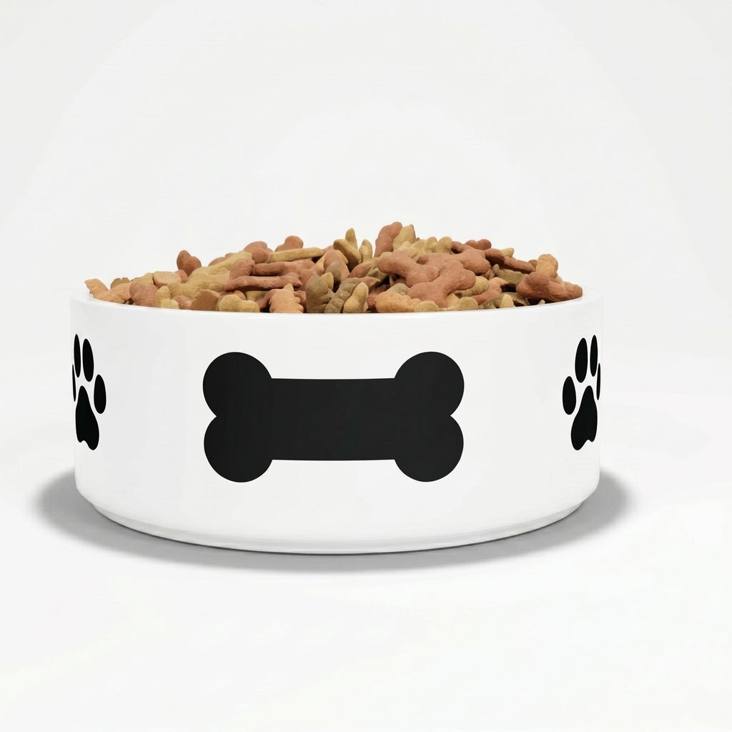 Crumpaw Classic Bone Ceramic Dog Bowl - lifestyle shot