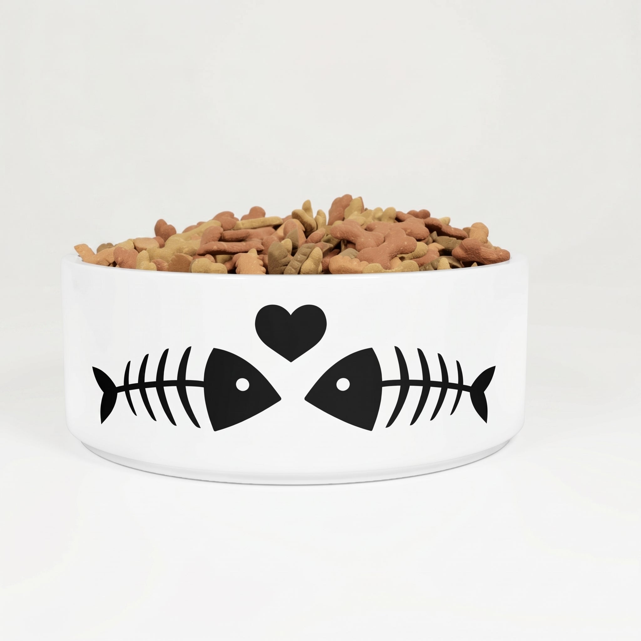 Crumpaw Fish Skeleton Ceramic Dog Bowl - lifestyle shot