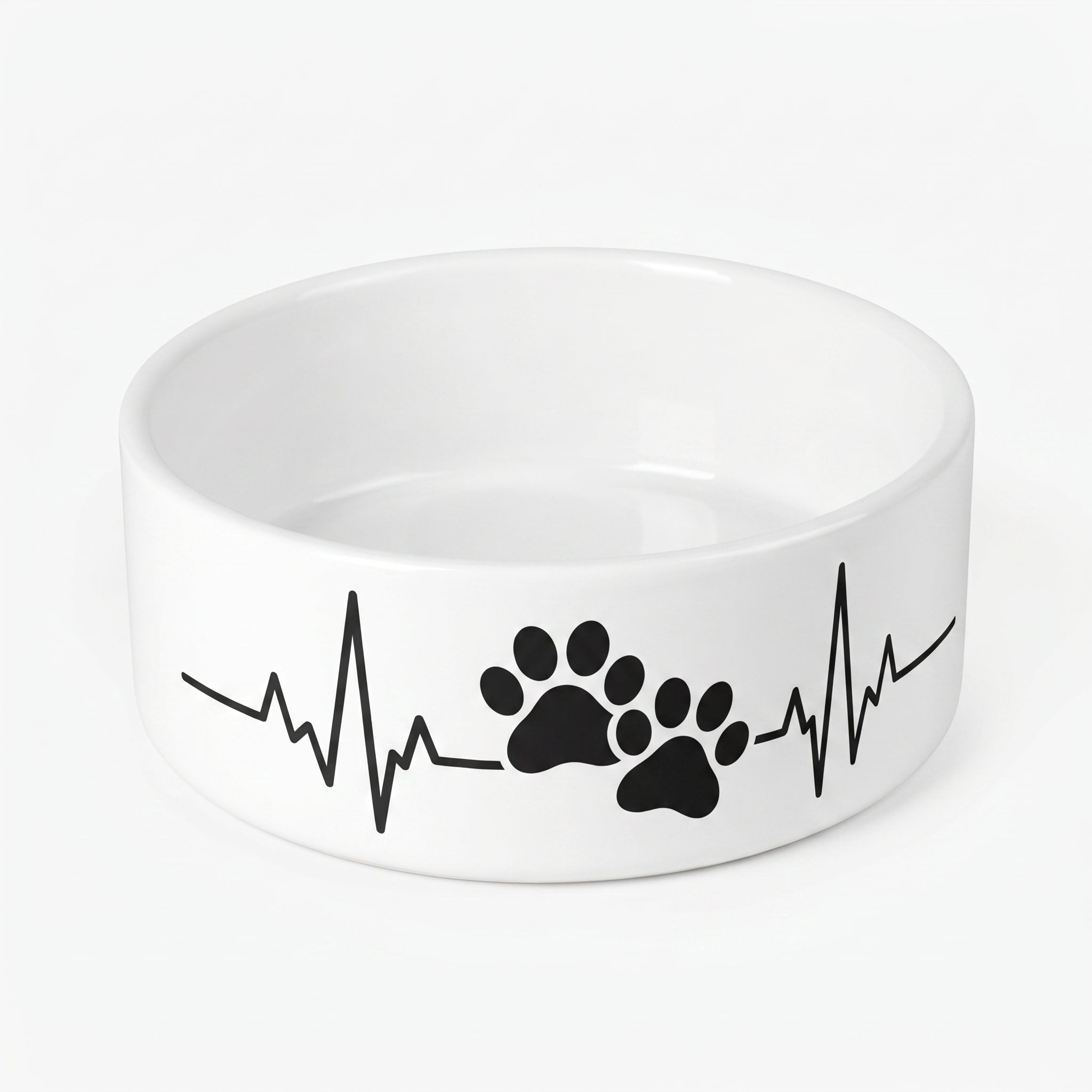 Crumpaw Heartbeat Paws Ceramic Dog Bowl - side view