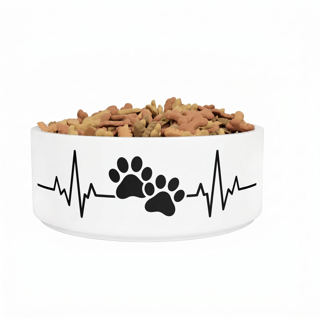 Crumpaw Heartbeat Paws Ceramic Dog Bowl - lifestyle shot
