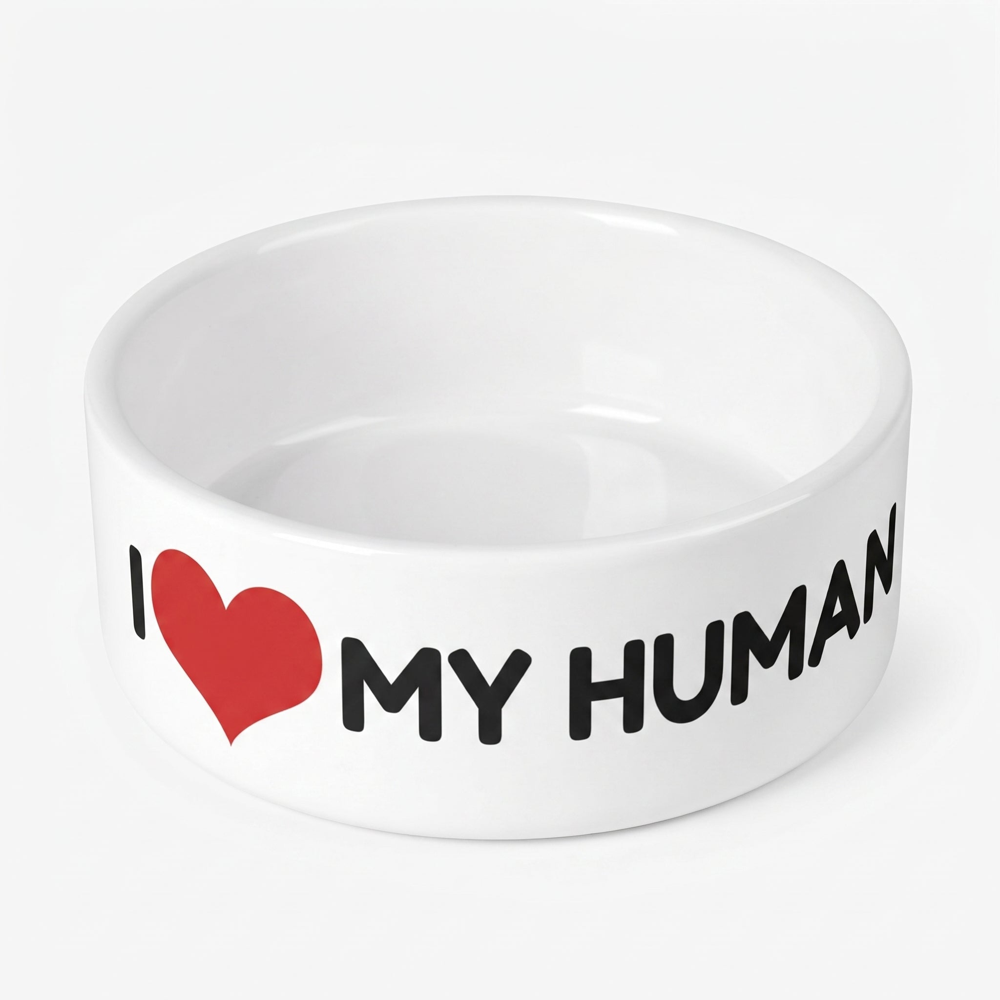 Crumpaw I Love My Human Ceramic Dog Bowl - side view