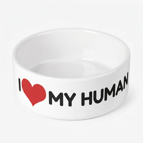 Crumpaw I Love My Human Ceramic Dog Bowl - side view