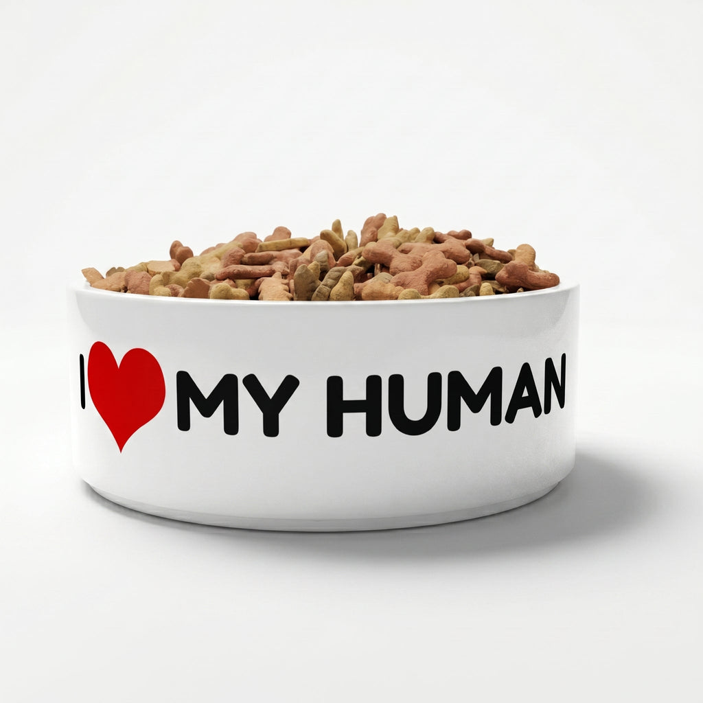 Crumpaw I Love My Human Ceramic Dog Bowl - lifestyle shot