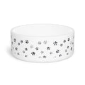 Crumpaw Mini Paws Ceramic Dog Bowl - tiny scattered grey paw prints, front view
