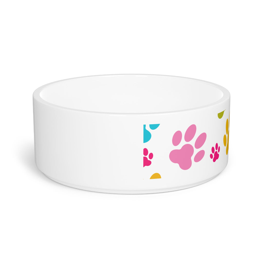 Crumpaw Pawprint Party Ceramic Dog Bowl - angle view
