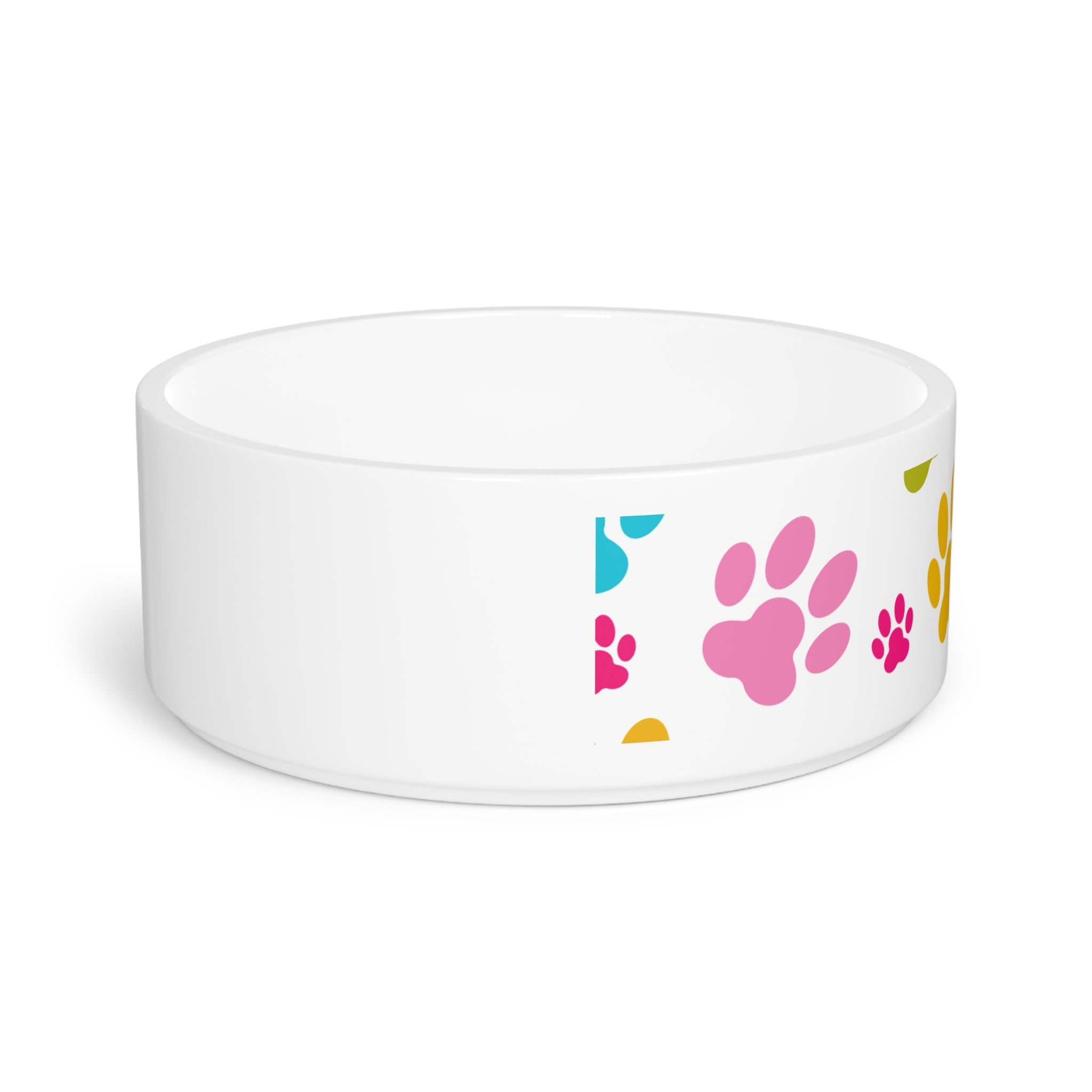 Crumpaw Pawprint Party Ceramic Dog Bowl - angle view
