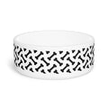 Crumpaw Scattered Bones Ceramic Dog Bowl - scattered black bones pattern, front view