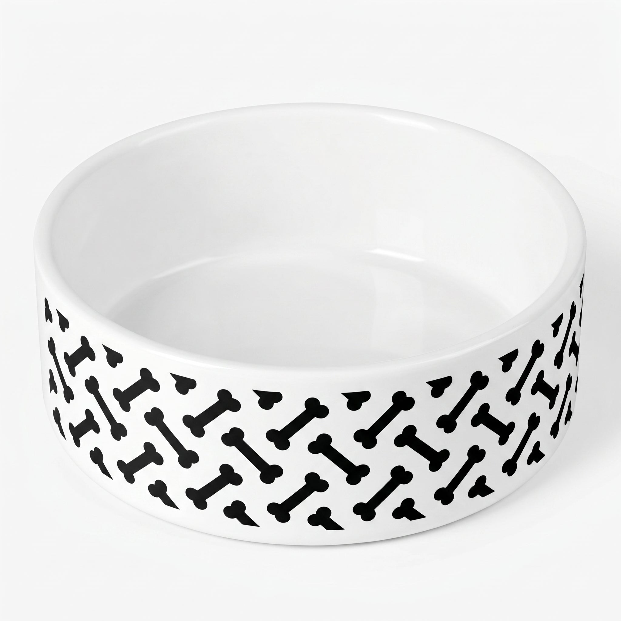 Crumpaw Scattered Bones Ceramic Dog Bowl - side view