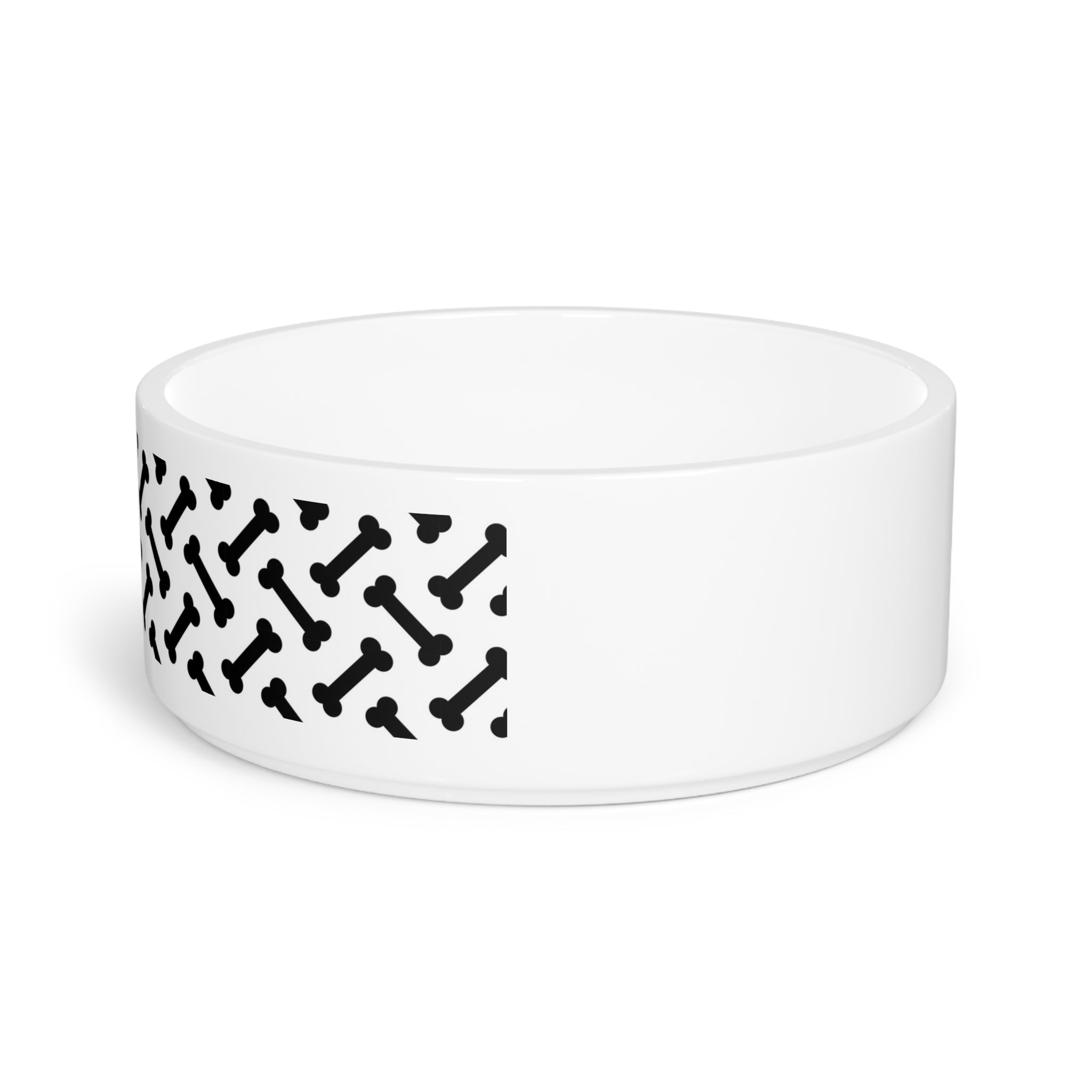 Crumpaw Scattered Bones Ceramic Dog Bowl - angle view