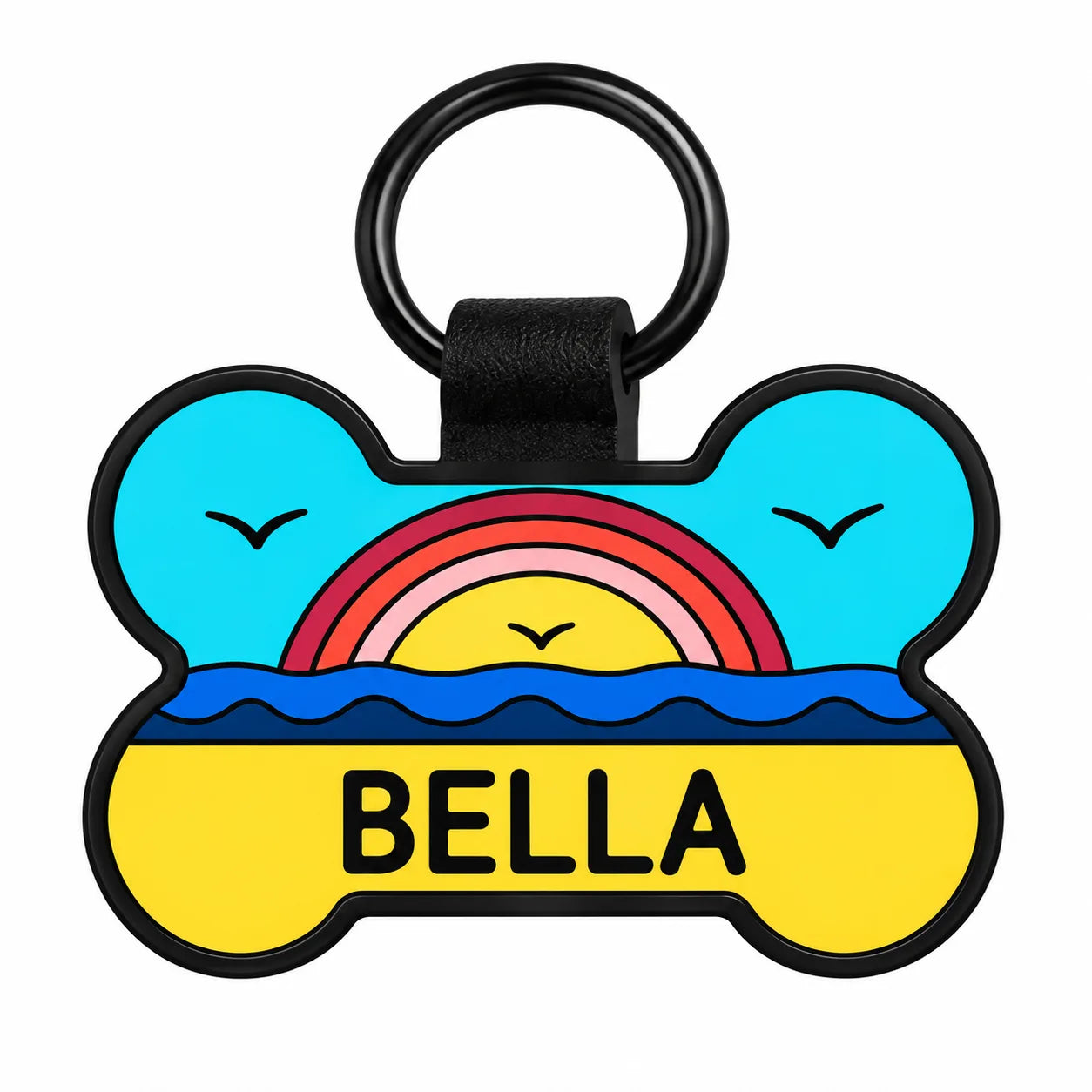 Rainbow printed bone tag