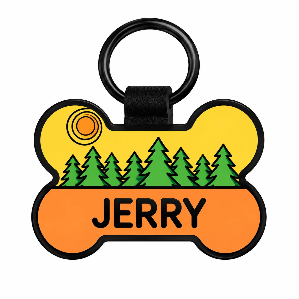 Pine Forest printed bone tag