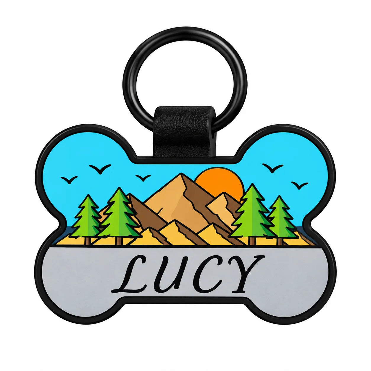 Mountain Sunrise printed bone tag